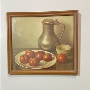Henk Bos Tan and Red Still Life Painting